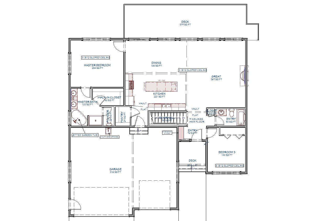 Custom home line drawing exterior